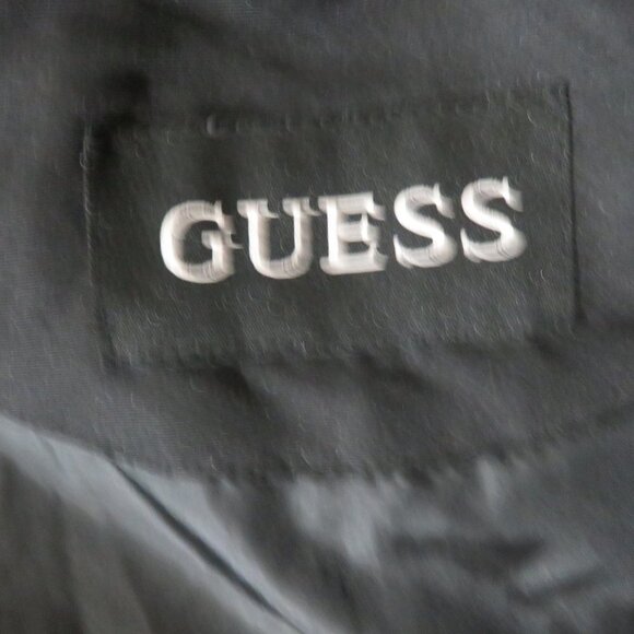 GUESS Fur Lined Hooded Down Long Winter Puffer Jacket Black Small Petite - Picture 7 of 10